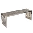 Afuera Living Medium Modern Style Stainless Steel Bench in Silver