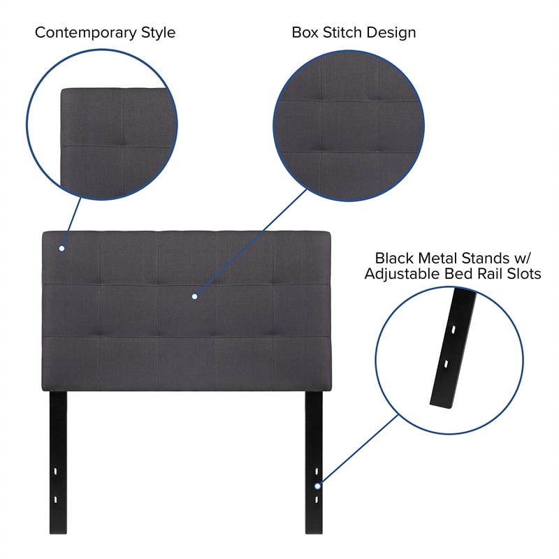 Afuera Living Contemporary Twin Fabric Panel Headboard in Dark Gray