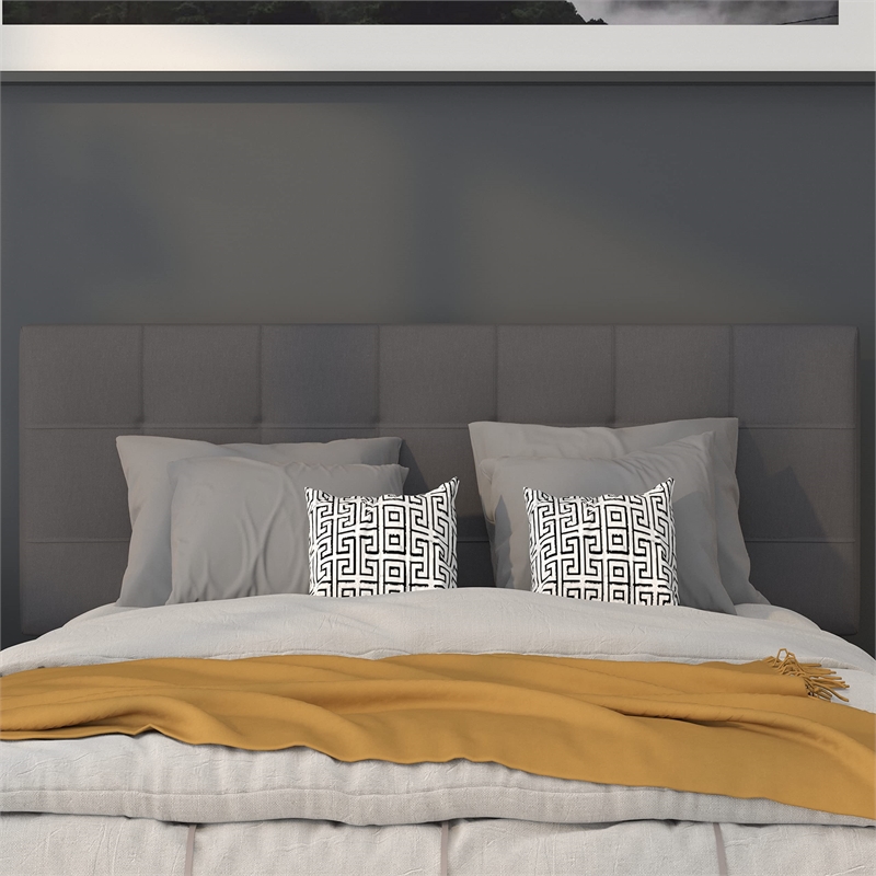 Afuera Living Contemporary Tufted Full Panel Headboard in Dark Gray