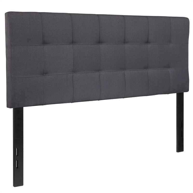 Afuera Living Contemporary Tufted Full Panel Headboard in Dark Gray