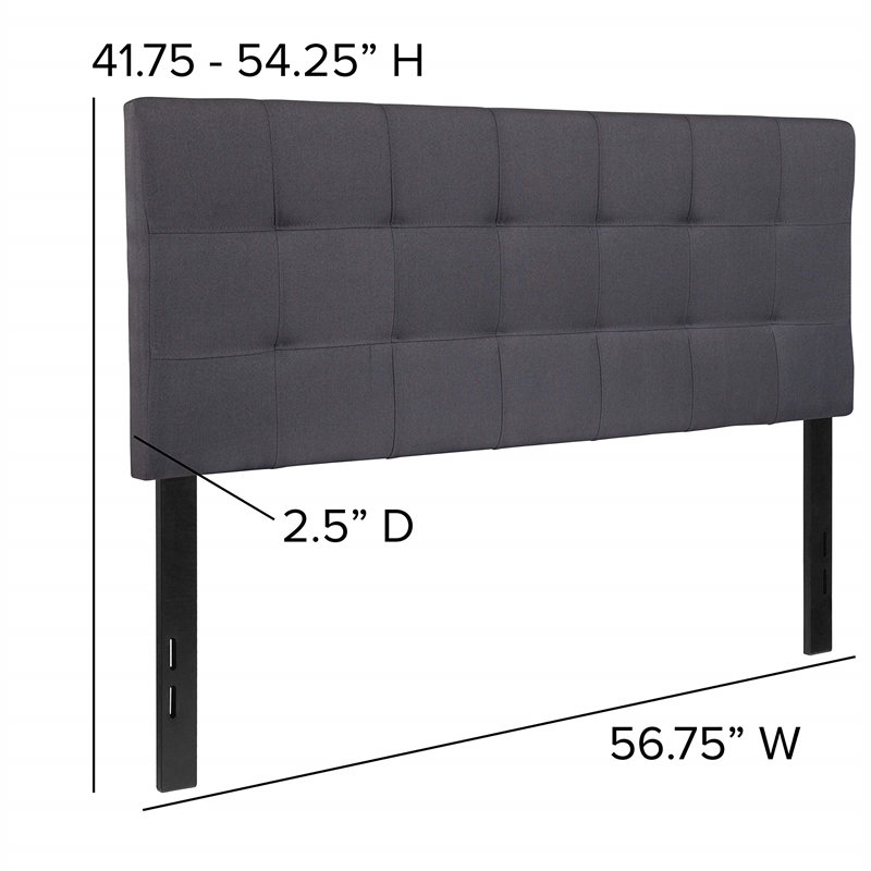 Afuera Living Contemporary Tufted Full Panel Headboard in Dark Gray