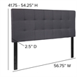Afuera Living Contemporary Tufted Full Panel Headboard in Dark Gray