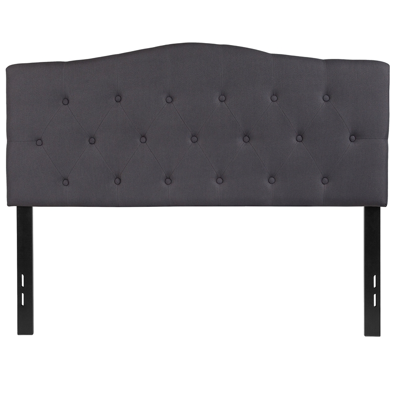 Afuera Living Contemporary Tufted Full Panel Headboard in Dark Gray