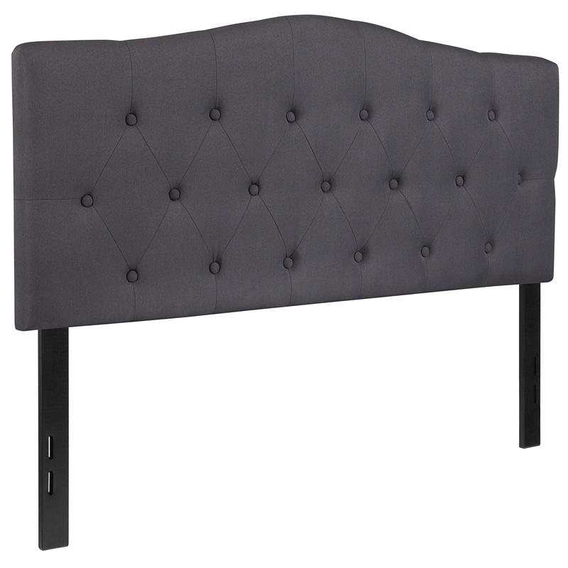 Afuera Living Contemporary Tufted Full Panel Headboard in Dark Gray