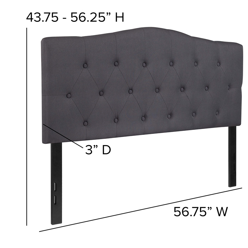 Afuera Living Contemporary Tufted Full Panel Headboard in Dark Gray