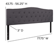 Afuera Living Contemporary Tufted King Panel Headboard in Dark Gray