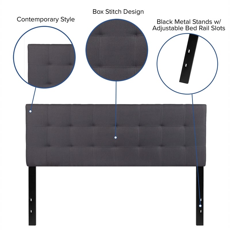 Afuera Living Contemporary Queen Fabric Panel Headboard in Dark Gray