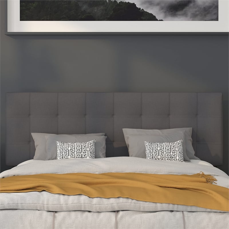 Afuera Living Contemporary Queen Fabric Panel Headboard in Dark Gray