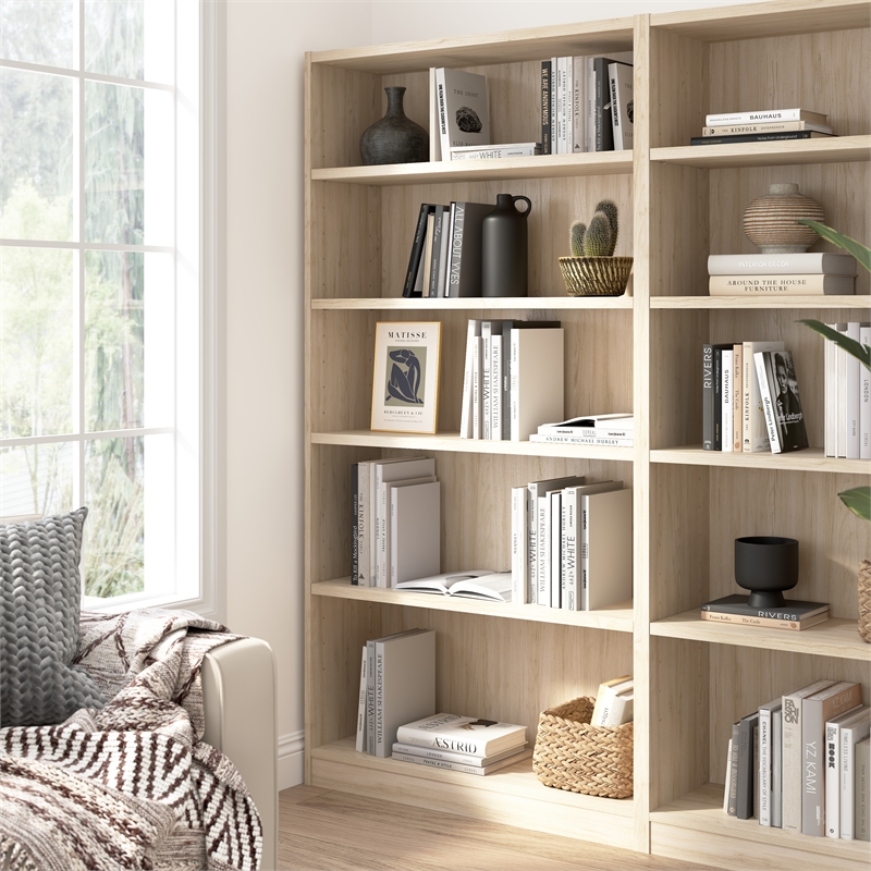 Afuera Living Universal Tall 5 Shelf Bookcase in Natural Elm - Engineered Wood