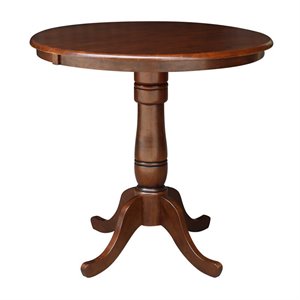 Afuera Living 36&quot Espresso Wood Round Top Pedestal Table With 12&quot Leaf - 34.9&quotH
