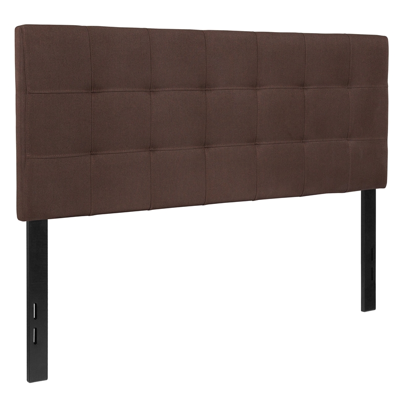 Afuera Living Contemporary Tufted Full Panel Headboard in Dark Brown