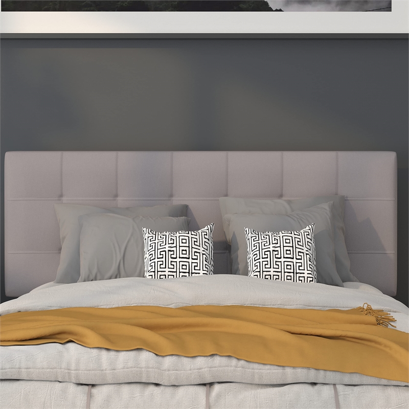 Afuera Living Contemporary Tufted Full Panel Headboard in Light Gray
