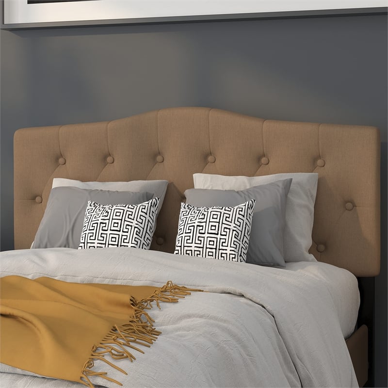 Afuera Living Contemporary Tufted Full Panel Headboard in Dark Brown