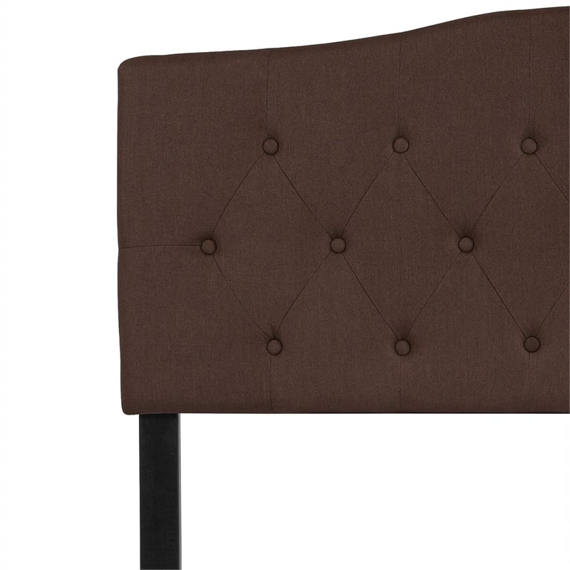 Afuera Living Contemporary Tufted Full Panel Headboard in Dark Brown