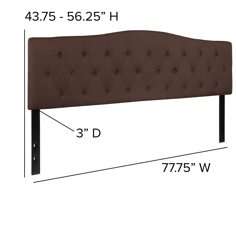 Afuera Living Contemporary Tufted King Panel Headboard in Dark Brown