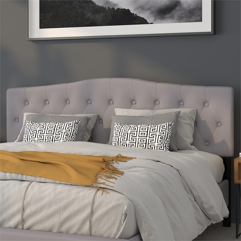 Afuera Living Contemporary Tufted King Panel Headboard in Light Gray