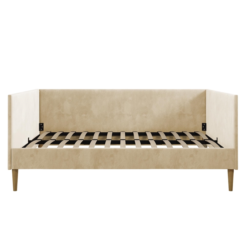 Afuera Living Mid-Century Upholstered Daybed Full Size in Tan Velvet