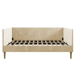 Afuera Living Mid-Century Upholstered Daybed Full Size in Tan Velvet