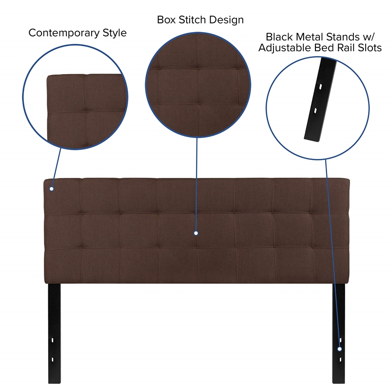 Afuera Living Contemporary Queen Fabric Panel Headboard in Dark Brown