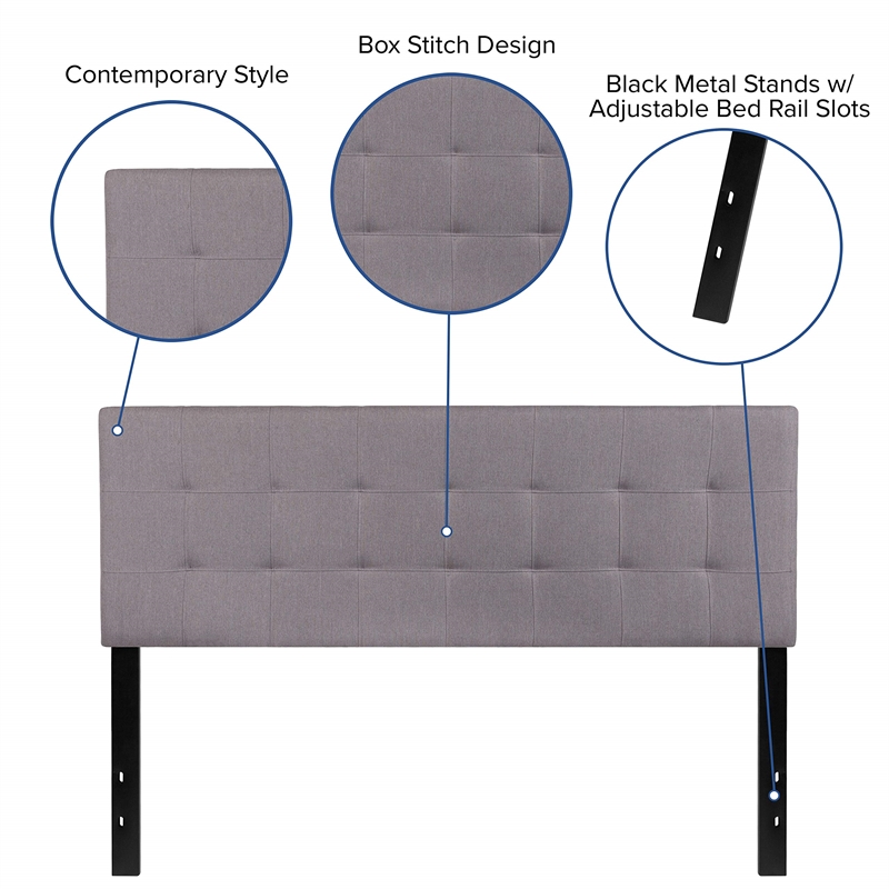 Afuera Living Contemporary Queen Fabric Panel Headboard in Light Gray