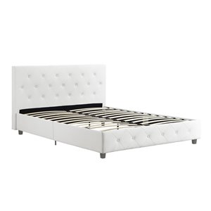 Afuera Living Contemporary Upholstered Faux Leather Full Bed in White