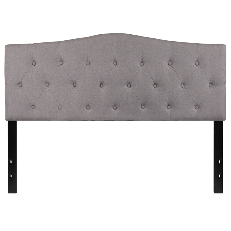 Afuera Living Contemporary Tufted Queen Panel Headboard in Light Gray