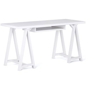 Afuera Living 60&quot Soild Wood Modern Industrial Computer Desk in White