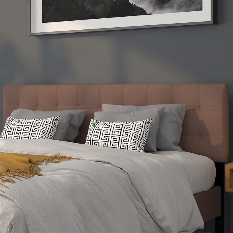Afuera Living Contemporary King Fabric Panel Headboard in Camel Fabric
