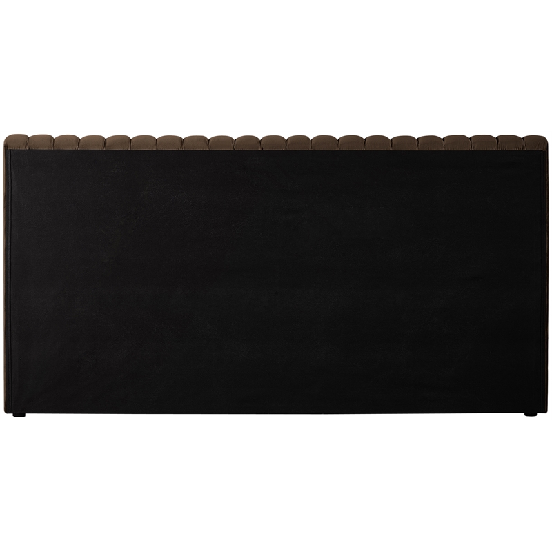 Afuera Living Contemporary Deep Channel Tufted Rich Brown Velvet King Bed