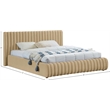 Afuera Living Contemporary Deep Channel Tufted Rich Camel Velvet King Bed