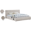 Afuera Living Contemporary Deep Channel Tufted Rich Cream Velvet Full Bed