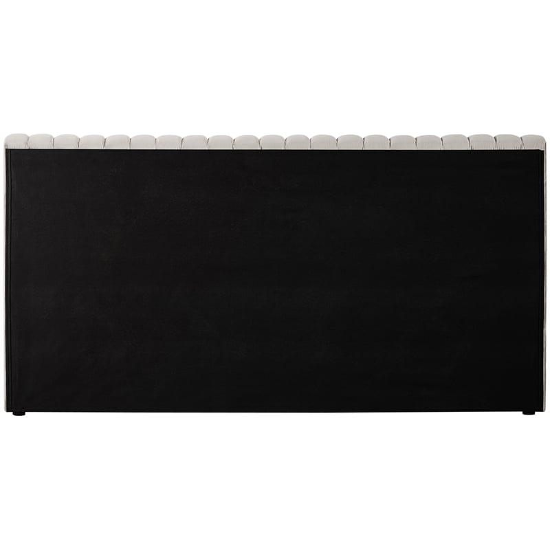 Afuera Living Contemporary Deep Channel Tufted Rich Cream Velvet King Bed