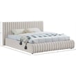 Afuera Living Contemporary Deep Channel Tufted Rich Cream Velvet King Bed