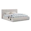 Afuera Living Contemporary Deep Channel Tufted Rich Cream Velvet King Bed