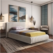 Afuera Living Contemporary Deep Channel Tufted Rich Cream Velvet Twin Bed