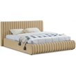 Afuera Living Contemporary Deep Channel Tufted Rich Camel Velvet Queen Bed