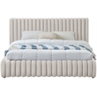 Afuera Living Contemporary Deep Channel Tufted Rich Cream Velvet Queen Bed