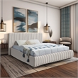 Afuera Living Contemporary Deep Channel Tufted Rich Cream Velvet Queen Bed