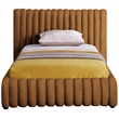 Afuera Living Contemporary Deep Channel Tufted Rich Saddle Velvet Twin Bed