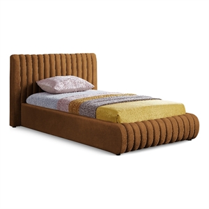 Afuera Living Contemporary Deep Channel Tufted Rich Saddle Velvet Twin Bed