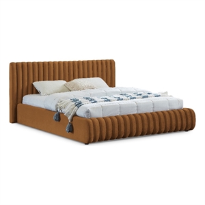 Afuera Living Contemporary Deep Channel Tufted Rich Saddle Velvet Queen Bed