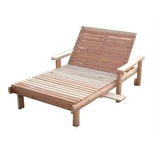 Afuera Living 36&quot Solid Wood Outdoor Wide Chaise Lounge in Natural/Beach Clear