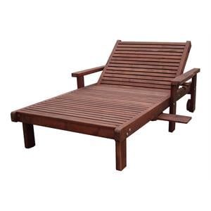 Afuera Living 36&quot Solid Wood Outdoor Wide Chaise Lounge in Mission Brown