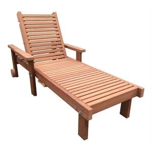 Afuera Living 24&quot Solid Wood Outdoor Chaise Lounge in Natural/Sun Clear
