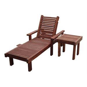 Afuera Living 24&quot Solid Wood Outdoor Chaise Lounge in Mission Brown