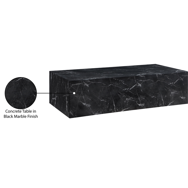 Afuera Living Contemporary Black Concrete Indoor/Outdoor Coffee Table