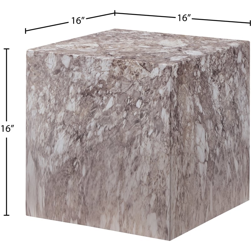 Afuera Living Contemporary Brown Marble Finish Concrete Indoor/Outdoor End Table