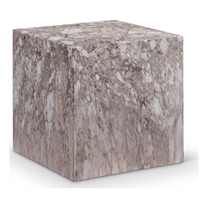 Afuera Living Contemporary Brown Marble Finish Concrete Indoor/Outdoor End Table
