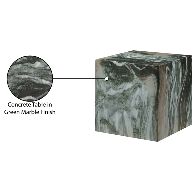 Afuera Living Contemporary Green Marble Finish Concrete Indoor/Outdoor End Table