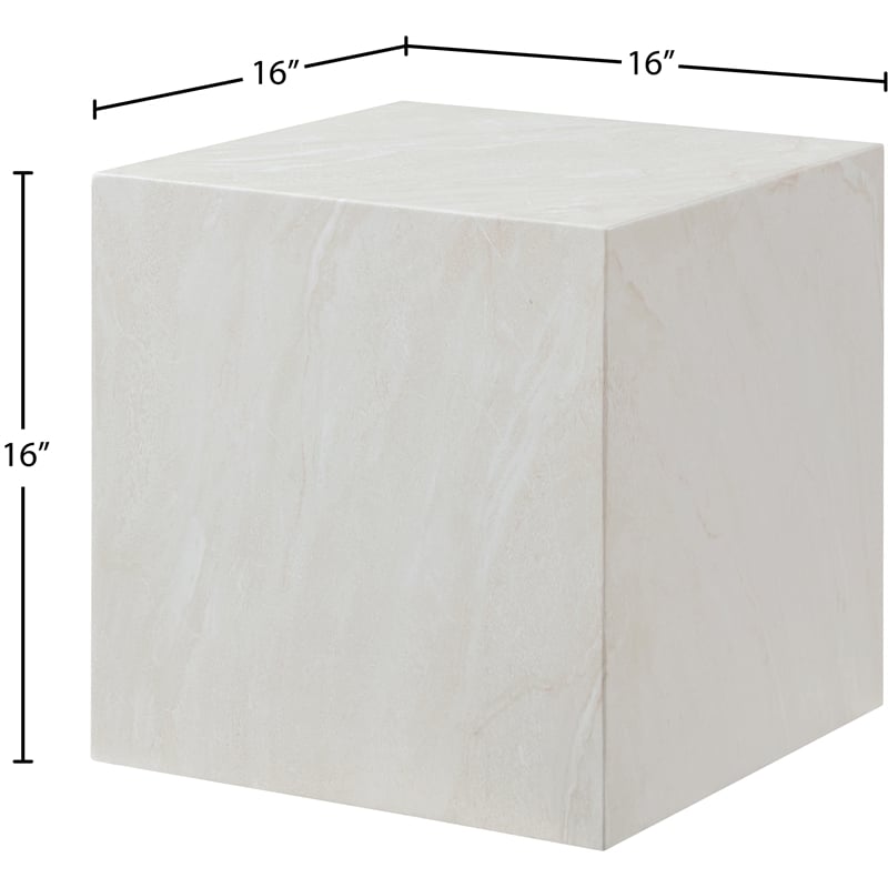 Afuera Living Off White Marble Finish Concrete Indoor/Outdoor End Table